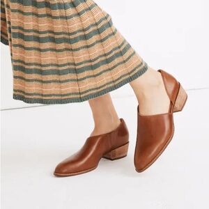 Madewell Womens The Lucie Shoe Leather D’orsay Flats Slip-On Shoes Cut-Out Mules